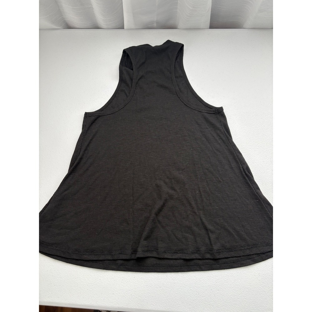 Free People Ribbed High Neck Sleeveless Tank Top Black S/P - Picture 3 of 4
